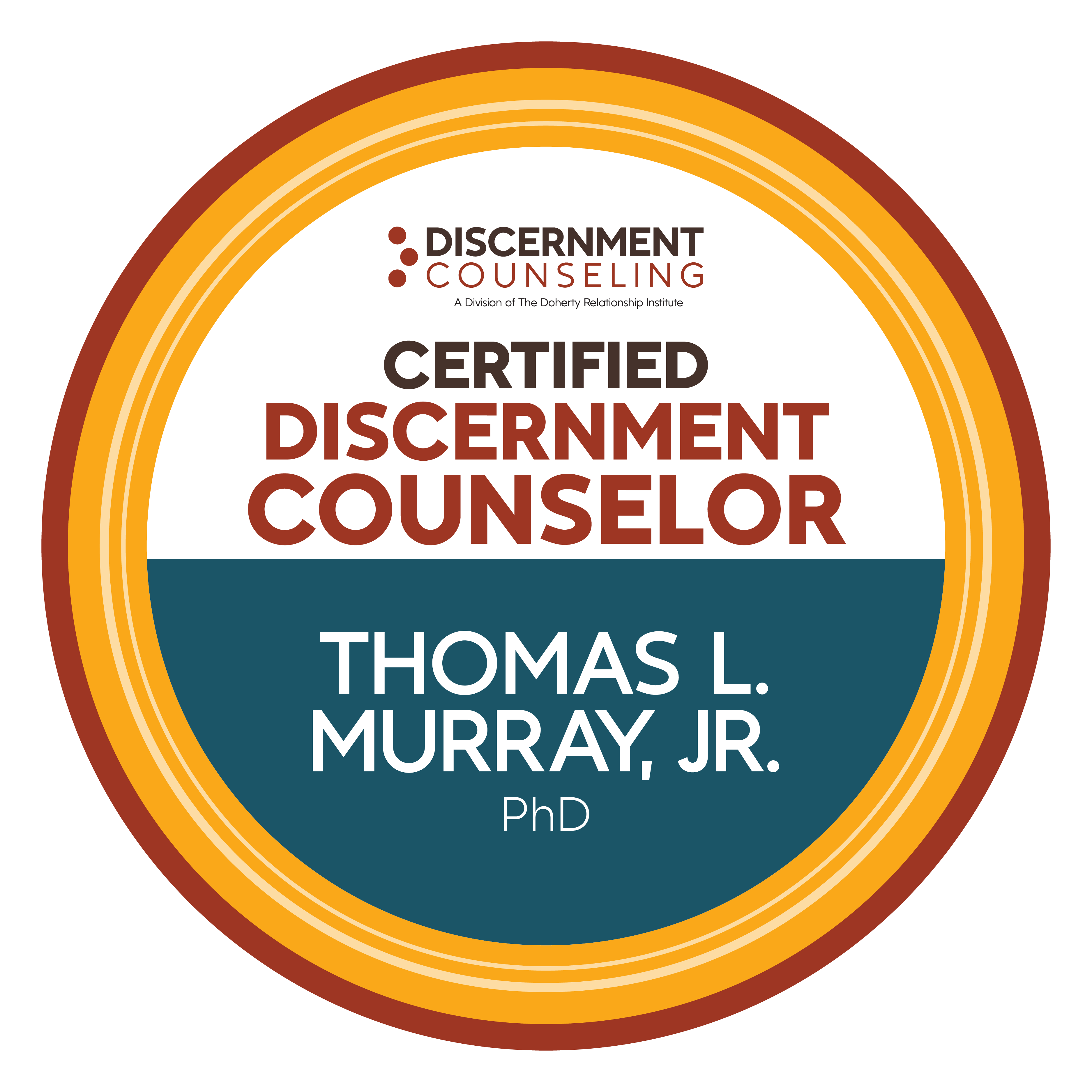 Certified Discernment Counselor Badge for Dr. Tom Murray